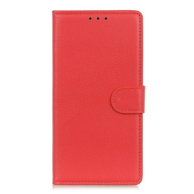 ZTE Blade V30 Vita Handy Hülle - Litchi Leder Bookcover Series - rot