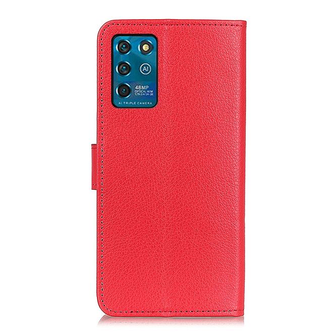 ZTE Blade V30 Vita Handy Hülle - Litchi Leder Bookcover Series - rot