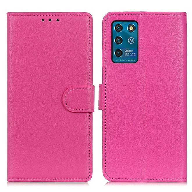 ZTE Blade V30 Vita Handy Hülle - Litchi Leder Bookcover Series - rosa