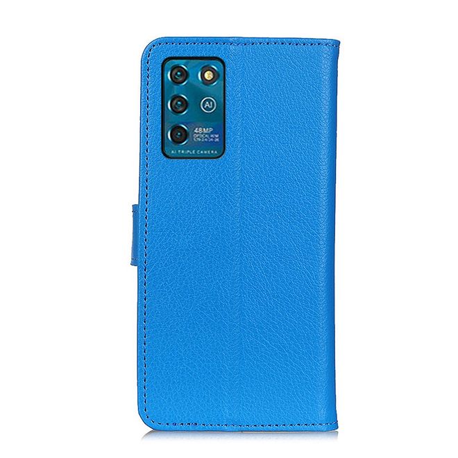 ZTE Blade V30 Vita Handy Hülle - Litchi Leder Bookcover Series - blau