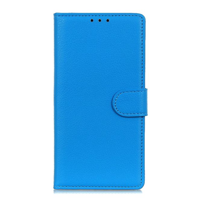 ZTE Blade V30 Vita Handy Hülle - Litchi Leder Bookcover Series - blau