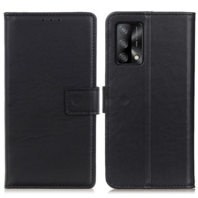 Oppo A74 4G Handy Hülle - Classic II Leder Bookcover Series - schwarz