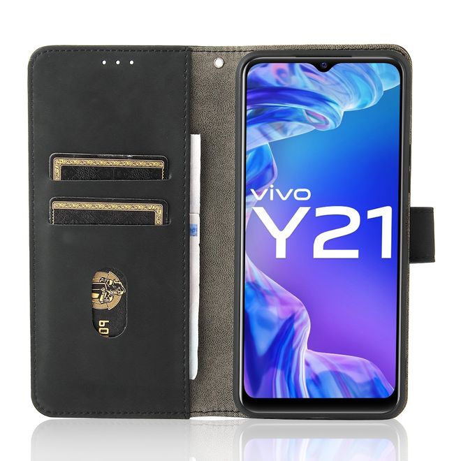 vivo Y21 / Y21s / Y33s Handy Hülle - Classic IV Leder Bookcover Series - schwarz