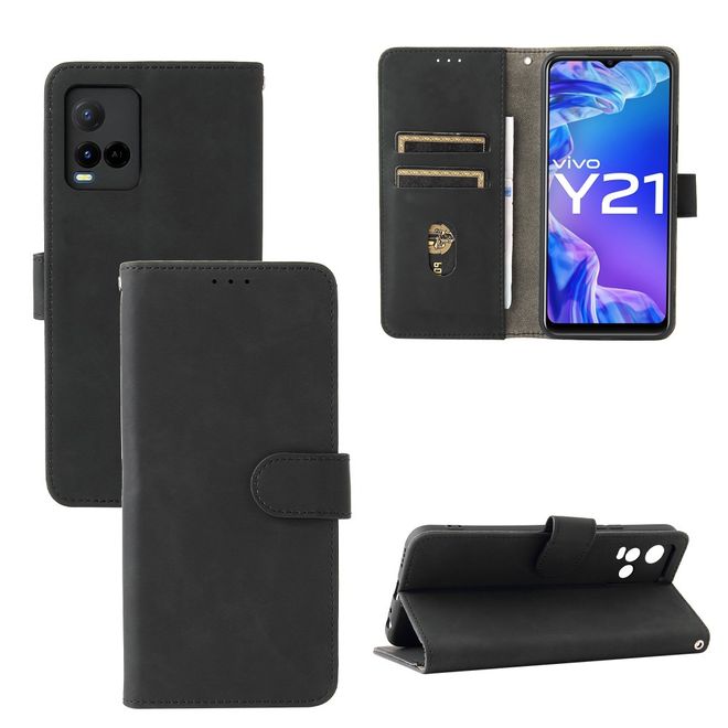 vivo Y21 / Y21s / Y33s Handy Hülle - Classic IV Leder Bookcover Series - schwarz