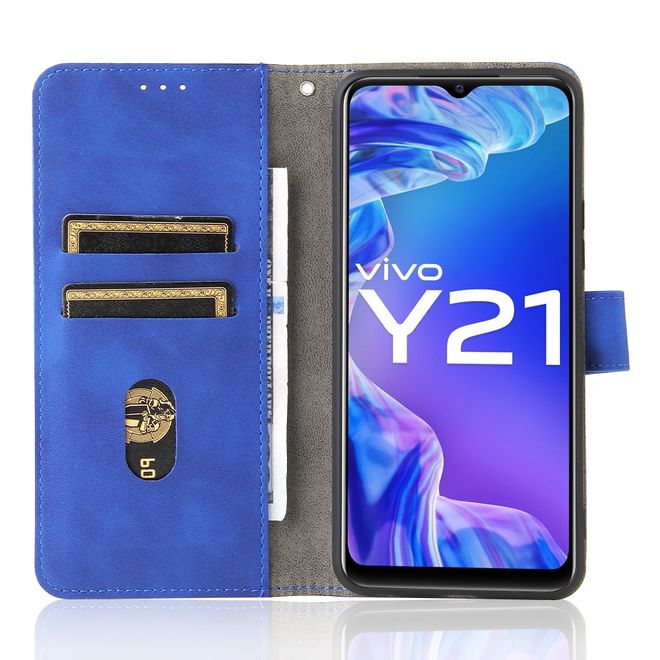vivo Y21 / Y21s / Y33s Handy Hülle - Classic IV Leder Bookcover Series - blau
