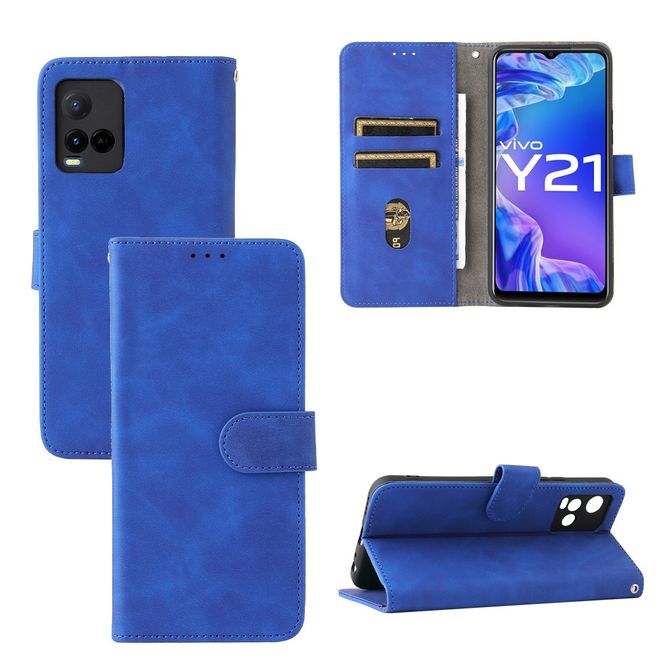 vivo Y21 / Y21s / Y33s Handy Hülle - Classic IV Leder Bookcover Series - blau