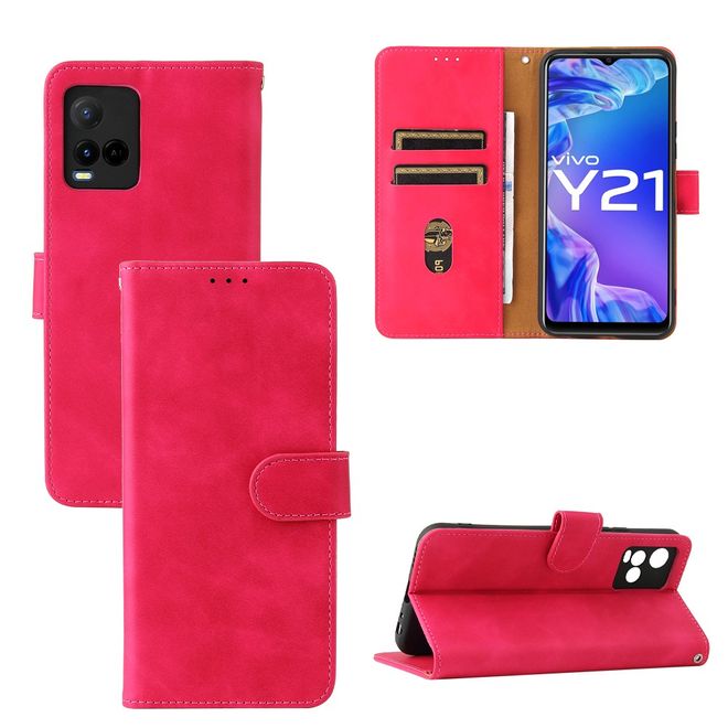 vivo Y21 / Y21s / Y33s Handy Hülle - Classic IV Leder Bookcover Series - rot