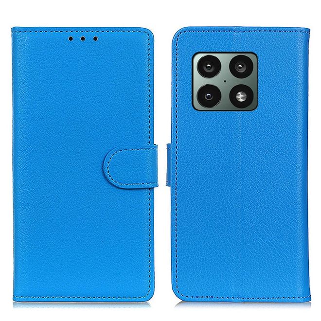 OnePlus 10 Pro Handy Hülle - Litchi Leder Bookcover Series - blau