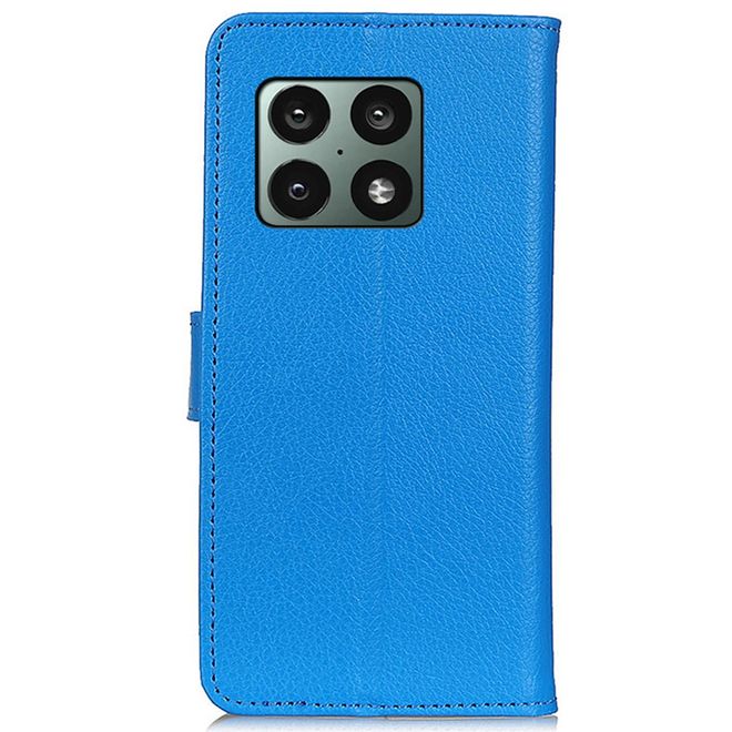 OnePlus 10 Pro Handy Hülle - Litchi Leder Bookcover Series - blau