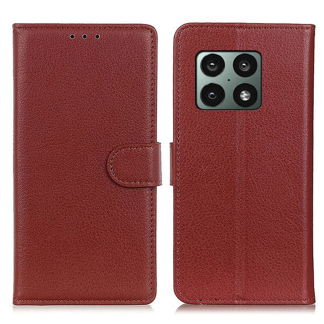 OnePlus 10 Pro Handy Hülle - Litchi Leder Bookcover Series - braun