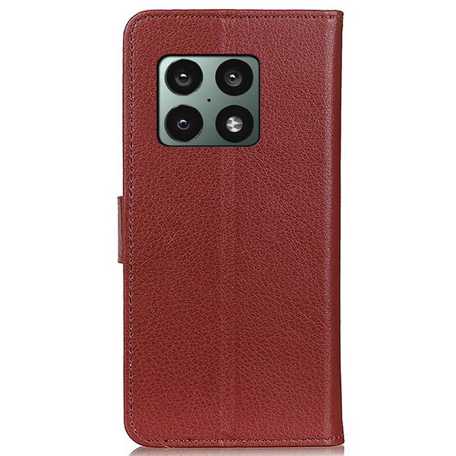 OnePlus 10 Pro Handy Hülle - Litchi Leder Bookcover Series - braun