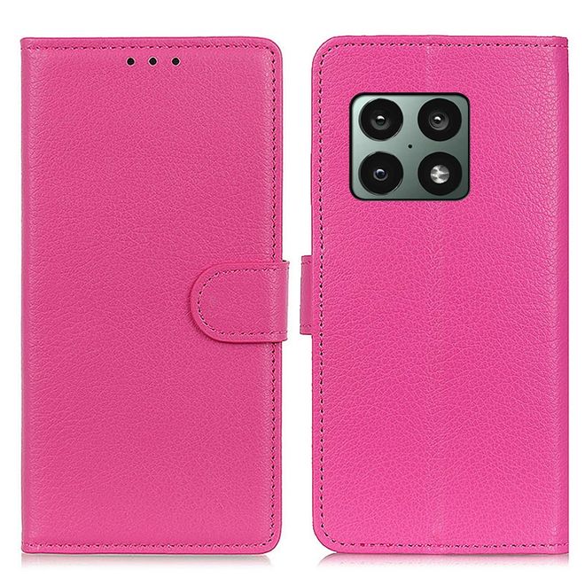 OnePlus 10 Pro Handy Hülle - Litchi Leder Bookcover Series - rosa