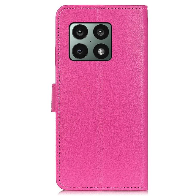 OnePlus 10 Pro Handy Hülle - Litchi Leder Bookcover Series - rosa