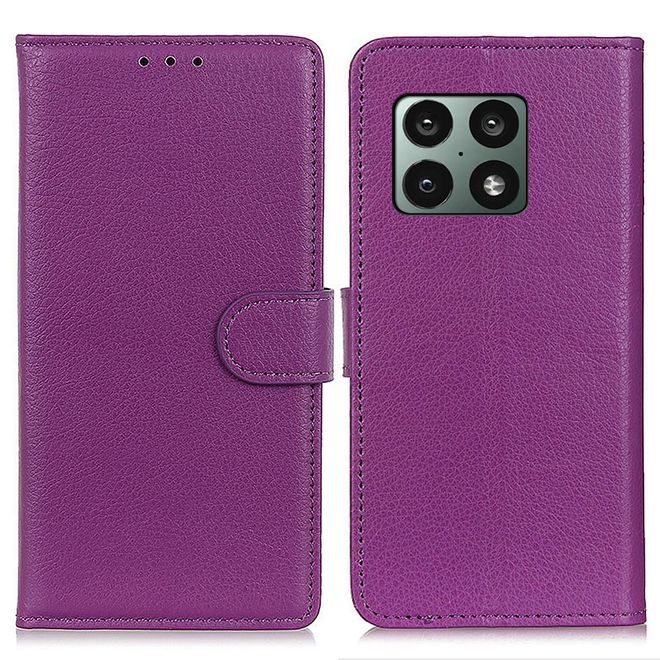 OnePlus 10 Pro Handy Hülle - Litchi Leder Bookcover Series - purpur