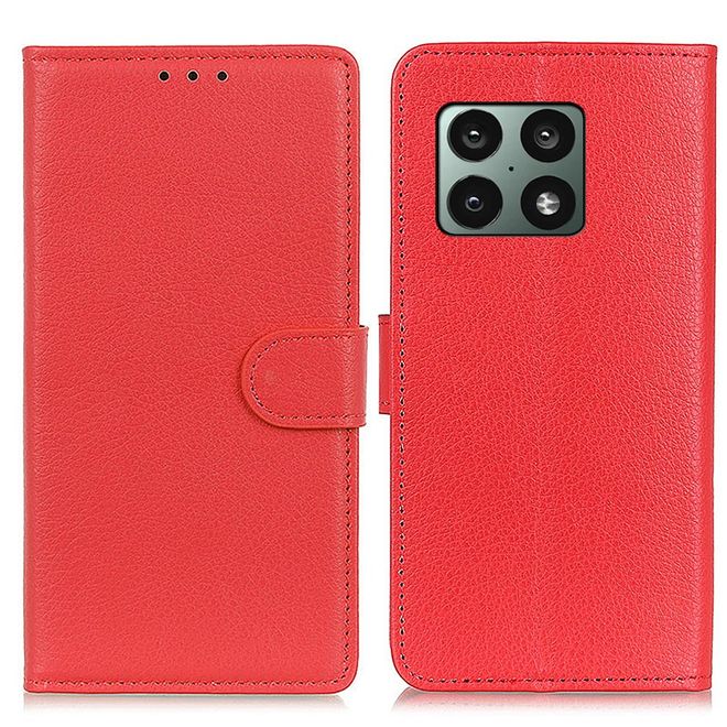 OnePlus 10 Pro Handy Hülle - Litchi Leder Bookcover Series - rot
