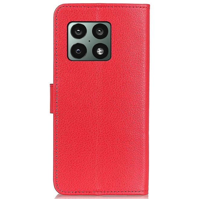 OnePlus 10 Pro Handy Hülle - Litchi Leder Bookcover Series - rot