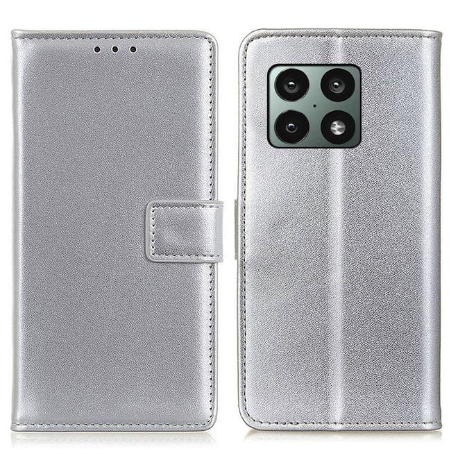OnePlus 10 Pro Handy Hülle - Classic II Leder Bookcover Series - silber
