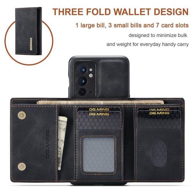 DG Ming - OnePlus 9RT 5G Hülle - Hardcase mit abnehmbarem Portemonnaie - M1 Series - schwarz