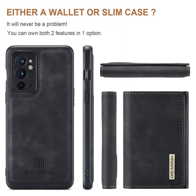 DG Ming - OnePlus 9RT 5G Hülle - Hardcase mit abnehmbarem Portemonnaie - M1 Series - schwarz