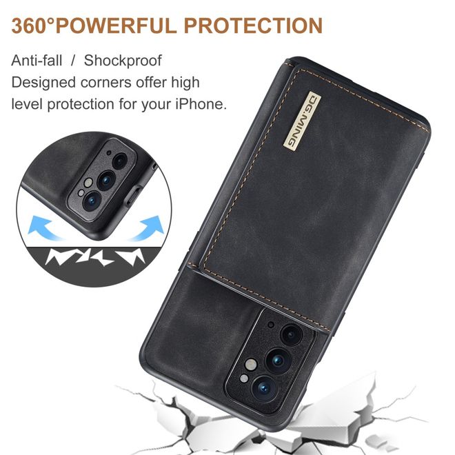 DG Ming - OnePlus 9RT 5G Hülle - Hardcase mit abnehmbarem Portemonnaie - M1 Series - schwarz