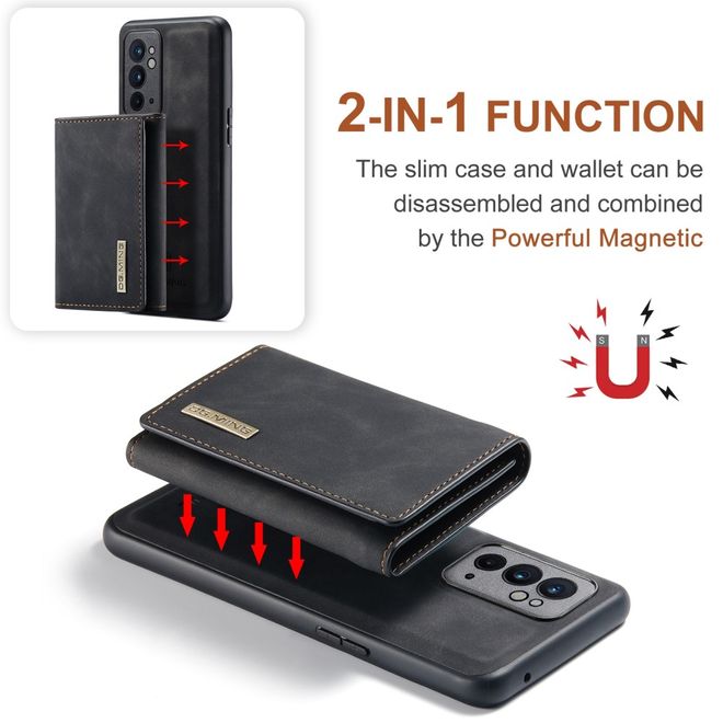 DG Ming - OnePlus 9RT 5G Hülle - Hardcase mit abnehmbarem Portemonnaie - M1 Series - schwarz
