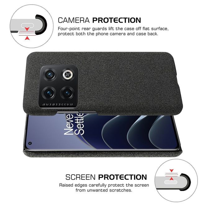 OnePlus 10 Pro Hülle - Hardcase mit Stoffmuster - schwarz