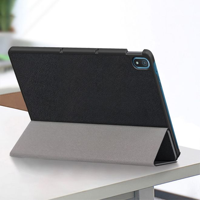 Nokia T20 Leder Hülle - dreifach faltbar - schwarz