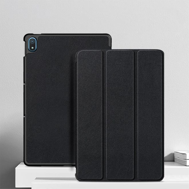 Nokia T20 Leder Hülle - dreifach faltbar - schwarz