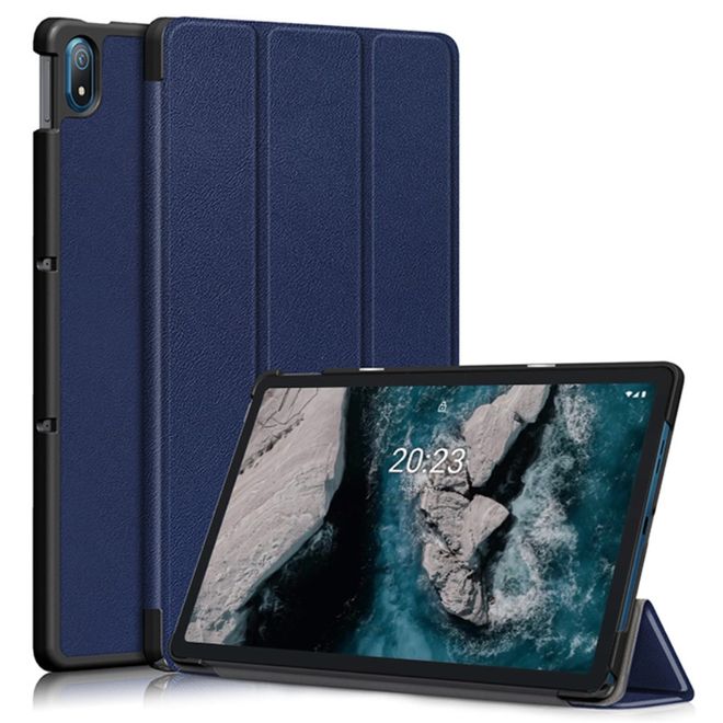 Nokia T20 Leder Hülle - dreifach faltbar - blau