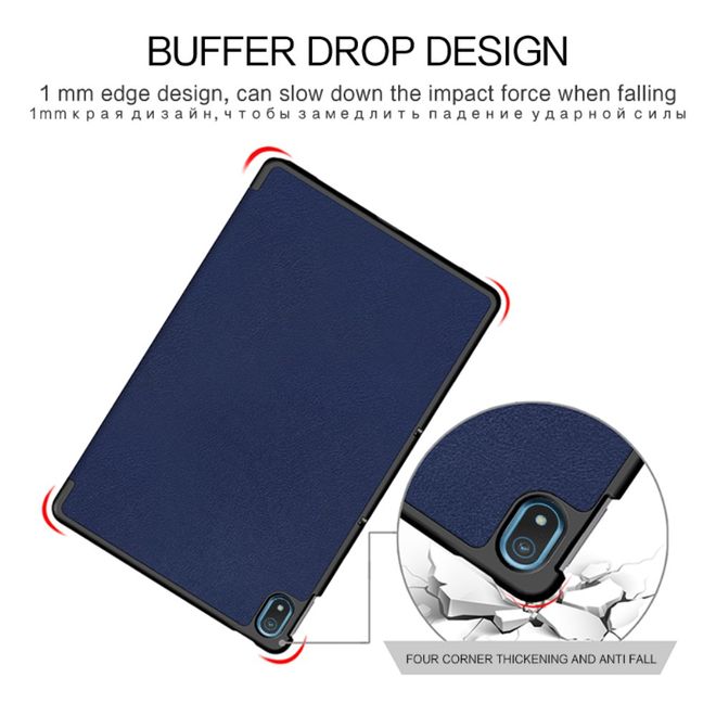 Nokia T20 Leder Hülle - dreifach faltbar - blau