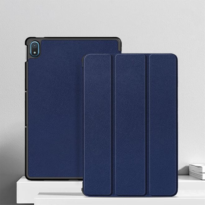 Nokia T20 Leder Hülle - dreifach faltbar - blau