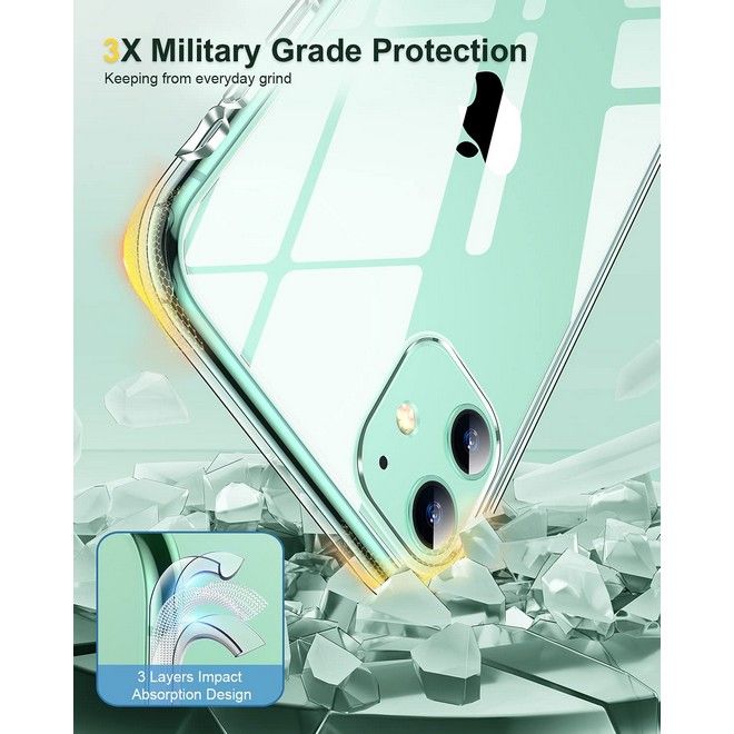 iPhone 11 Case (PC / TPU Case) - Polycarbonate Back + TPU Edges - Transparent