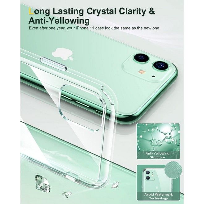 iPhone 11 Case (PC / TPU Case) - Polycarbonate Back + TPU Edges - Transparent