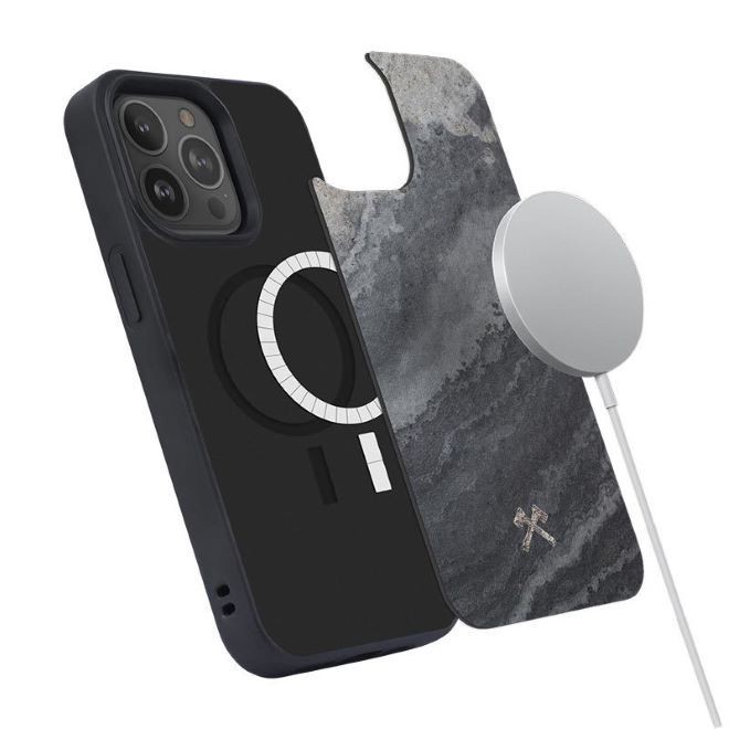Woodcessories - iPhone 13 Pro Hülle - MagSafe Bumper Stone Series - grau