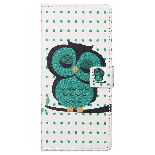 iPhone 13 Pro Max Handy Hülle - Leder Bookcover Image Series - grüne Eule