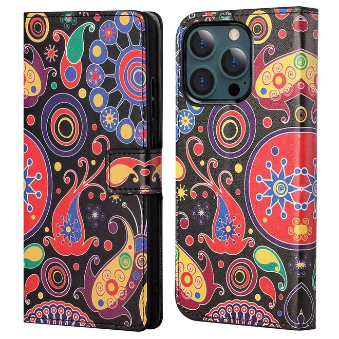 iPhone 13 Pro Max Handy Hülle - Leder Bookcover Image Series - farbiges Muster
