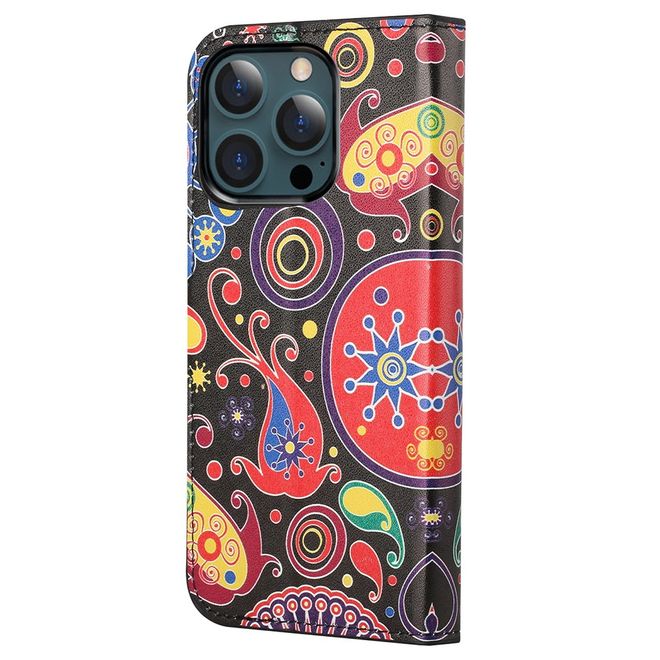 iPhone 13 Pro Max Handy Hülle - Leder Bookcover Image Series - farbiges Muster