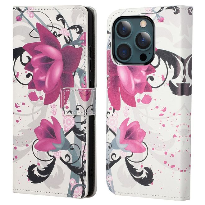 iPhone 13 Pro Max Phone Case - Leather Bookcover Image Series - Lotus Flower