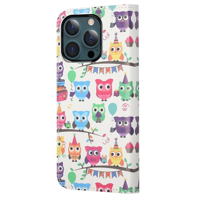 iPhone 13 Pro Max Phone Case - Leather Bookcover Image Series - Owl Family