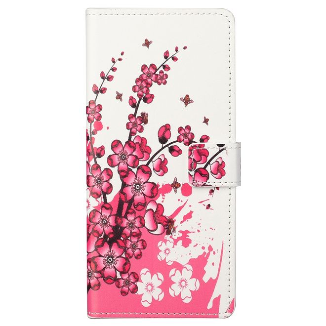 iPhone 13 Pro Max Phone Case - Leather Book Cover Image Series - Pink Flowers