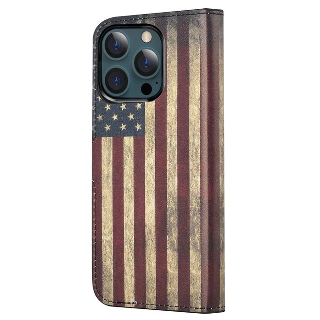 iPhone 13 Pro Max Phone Case - Leather Bookcover Image Series - USA Flag