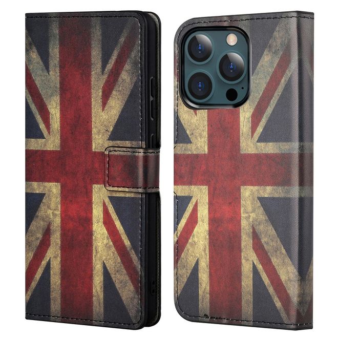 iPhone 13 Pro Max Handy Hülle - Leder Bookcover Image Series - UK Flagge