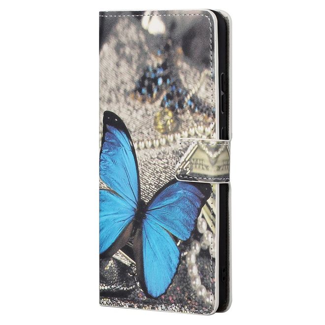 iPhone 13 Pro Max Phone Case - Leather Book Cover Image Series - Blue Butterfly