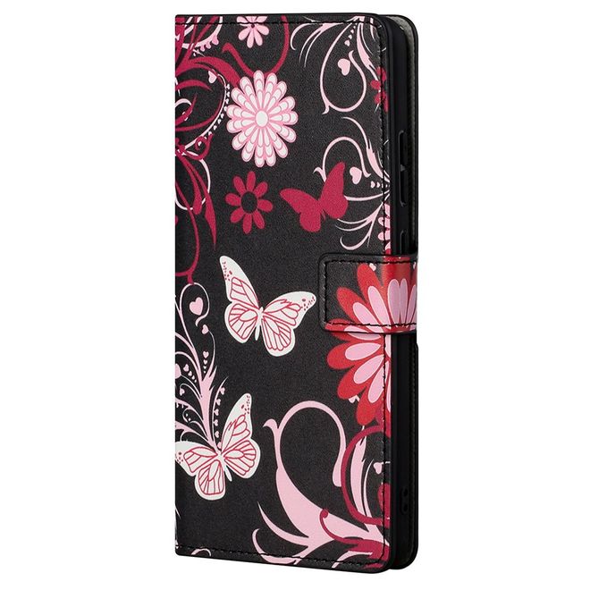iPhone 13 Pro Max Phone Case - Leather Book Cover Image Series - Butterflies and Flowers