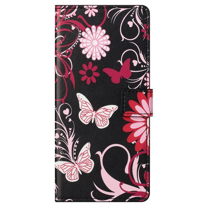 iPhone 13 Pro Max Phone Case - Leather Book Cover Image Series - Butterflies and Flowers