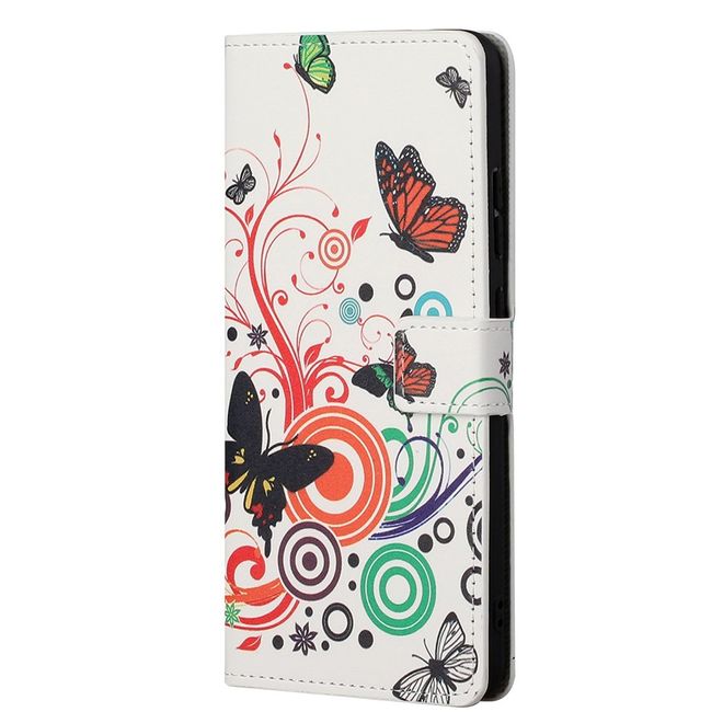 iPhone 13 Pro Max Phone Case - Leather Book Cover Image Series - Butterflies and Circles
