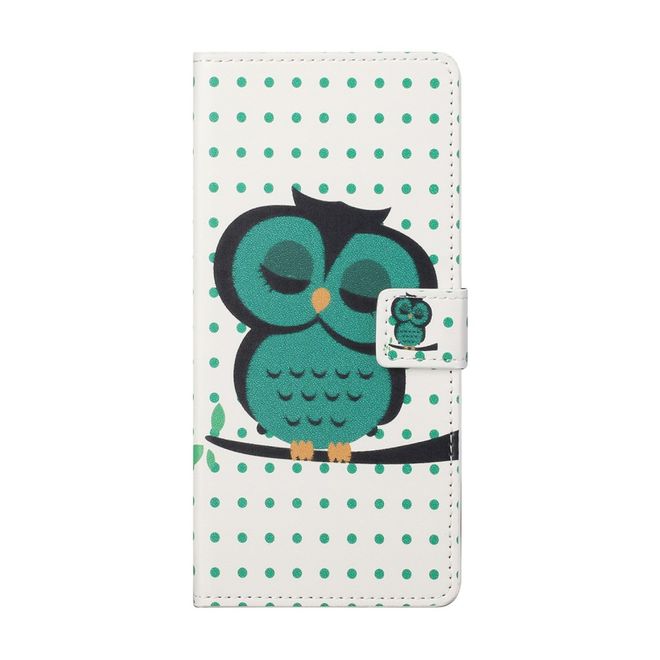 iPhone 13 Pro Phone Case - Leather Bookcover Image Series - Green Owl