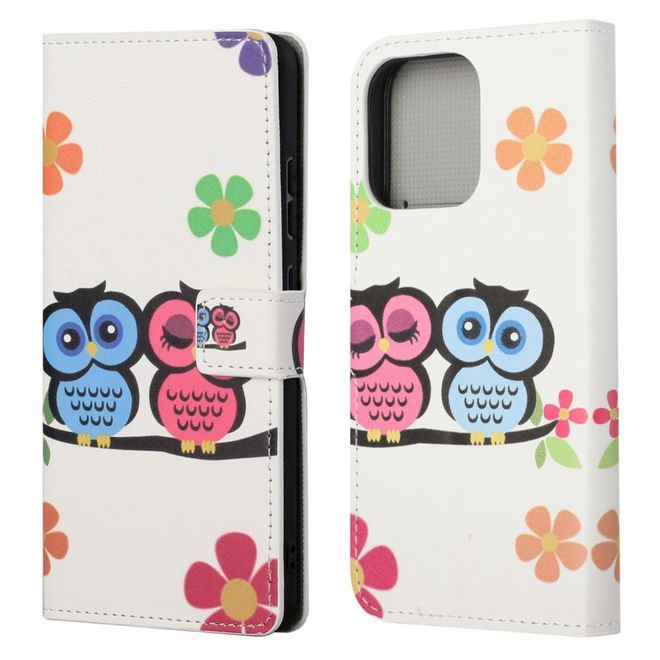 iPhone 13 Pro Phone Case - Leather Bookcover Image Series - Owl Couple