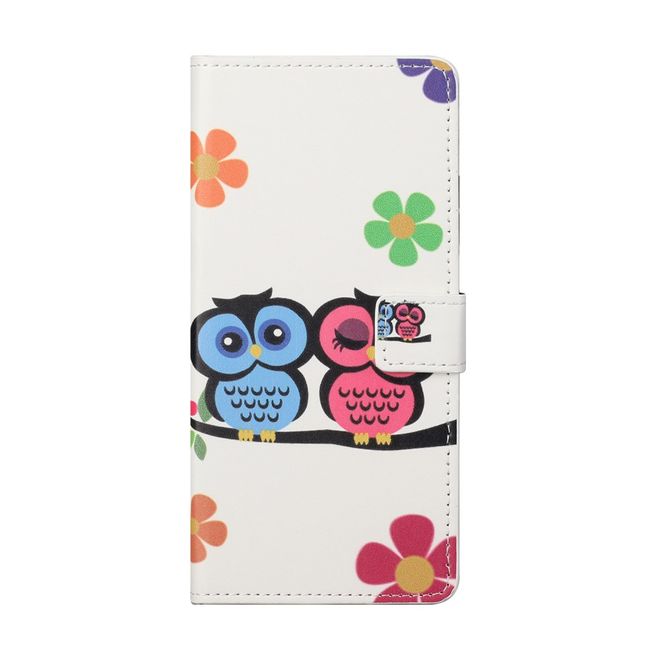 iPhone 13 Pro Phone Case - Leather Bookcover Image Series - Owl Couple