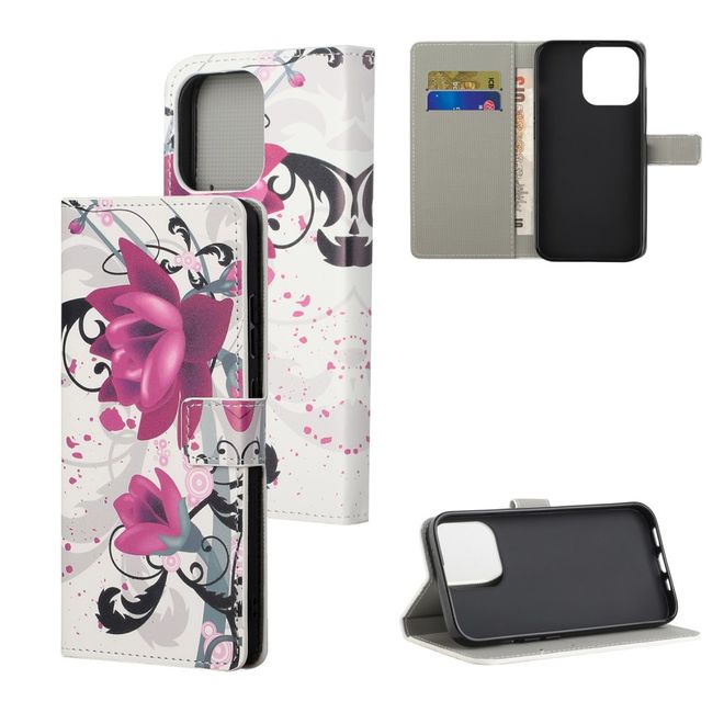 iPhone 13 Pro Phone Case - Leather Book Cover Image Series - Lotus Flower